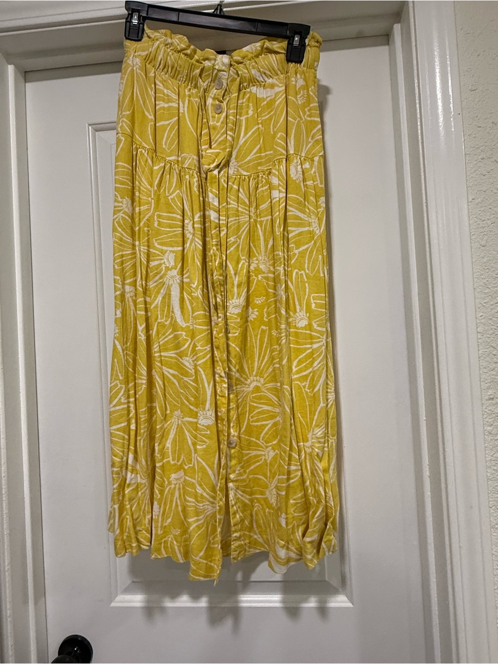 Universal Thread Yellow Floral Button-Front Maxi Skirt